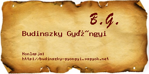 Budinszky Gyöngyi névjegykártya